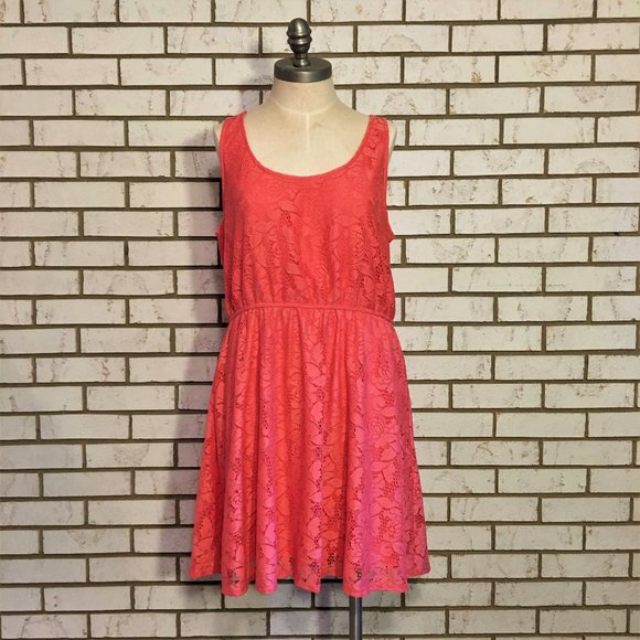 LC Lauren Conrad Dresses & Skirts - Lauren Conrad | Coral Lace Dress Size XL